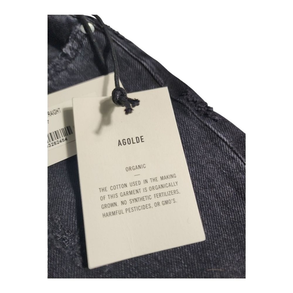 Agolde Criss Cross Straight Jeans Womens 24 Black Distressed Ripped Edgy Denim - Picture 9 of 12